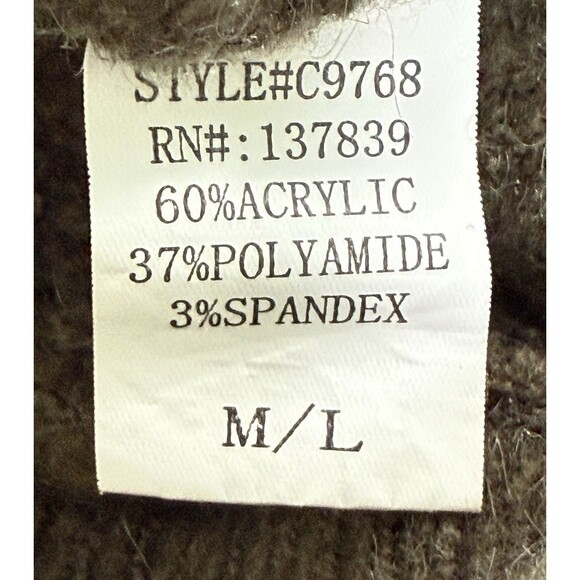 Women’s Brown Oversized Ribbed Turtleneck Sweater Cozy Minimalist Slouchy Sz M/L - Picture 6 of 9